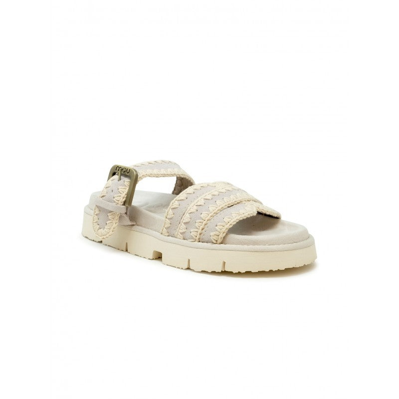 Mou Sw461012a Chalk Suede Bio Two Buckle Sandals