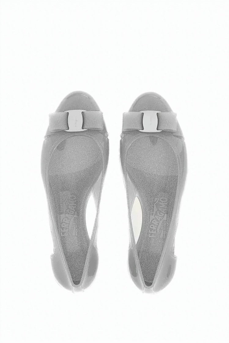 Salvatore Ferragamo Transparent Pvc Flats With Metallic Block Heel