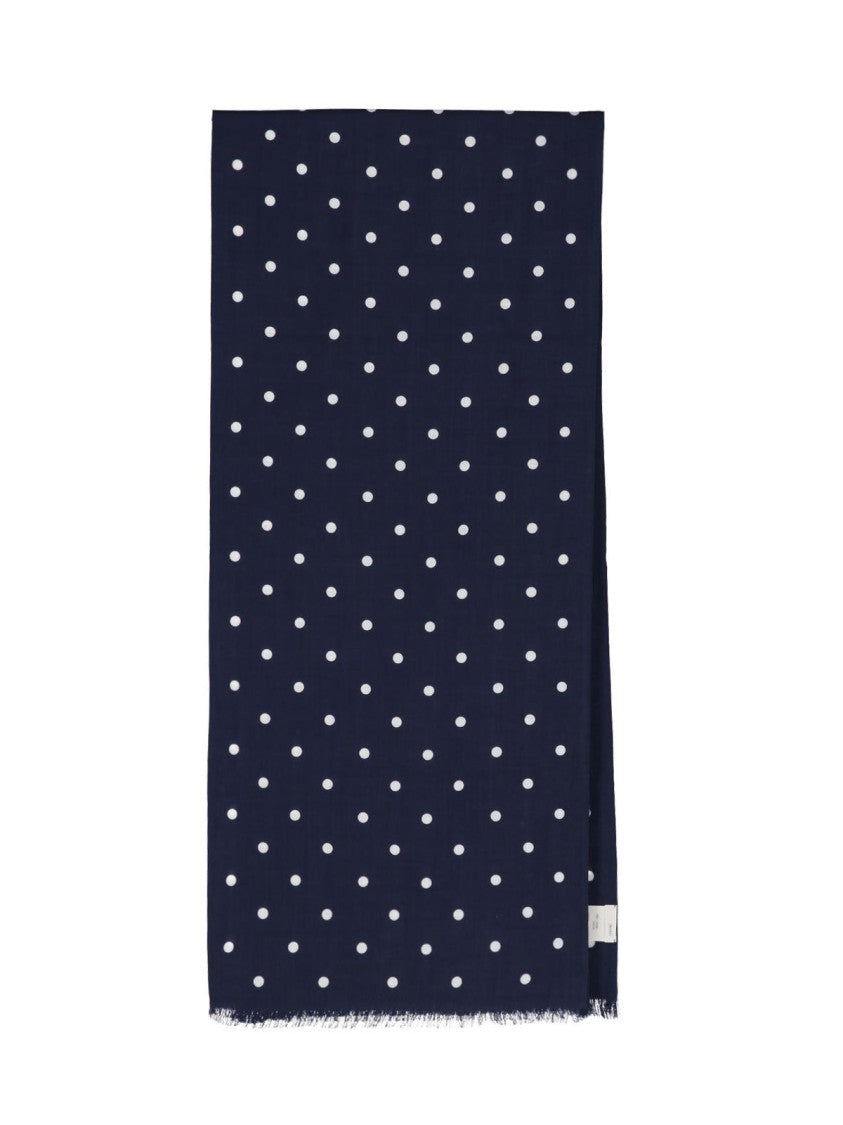 Destin Navy Blue Polka Dot Wool Scarf