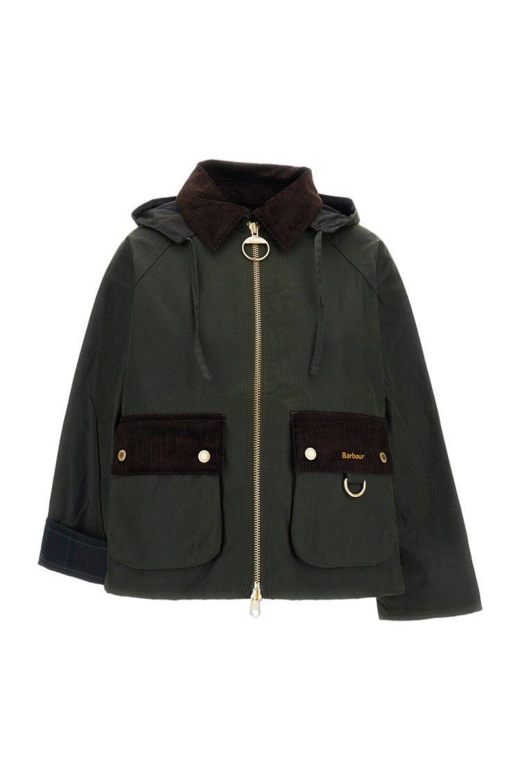 Barbour Green Carville Waxed Cotton Removable Hood Jacket