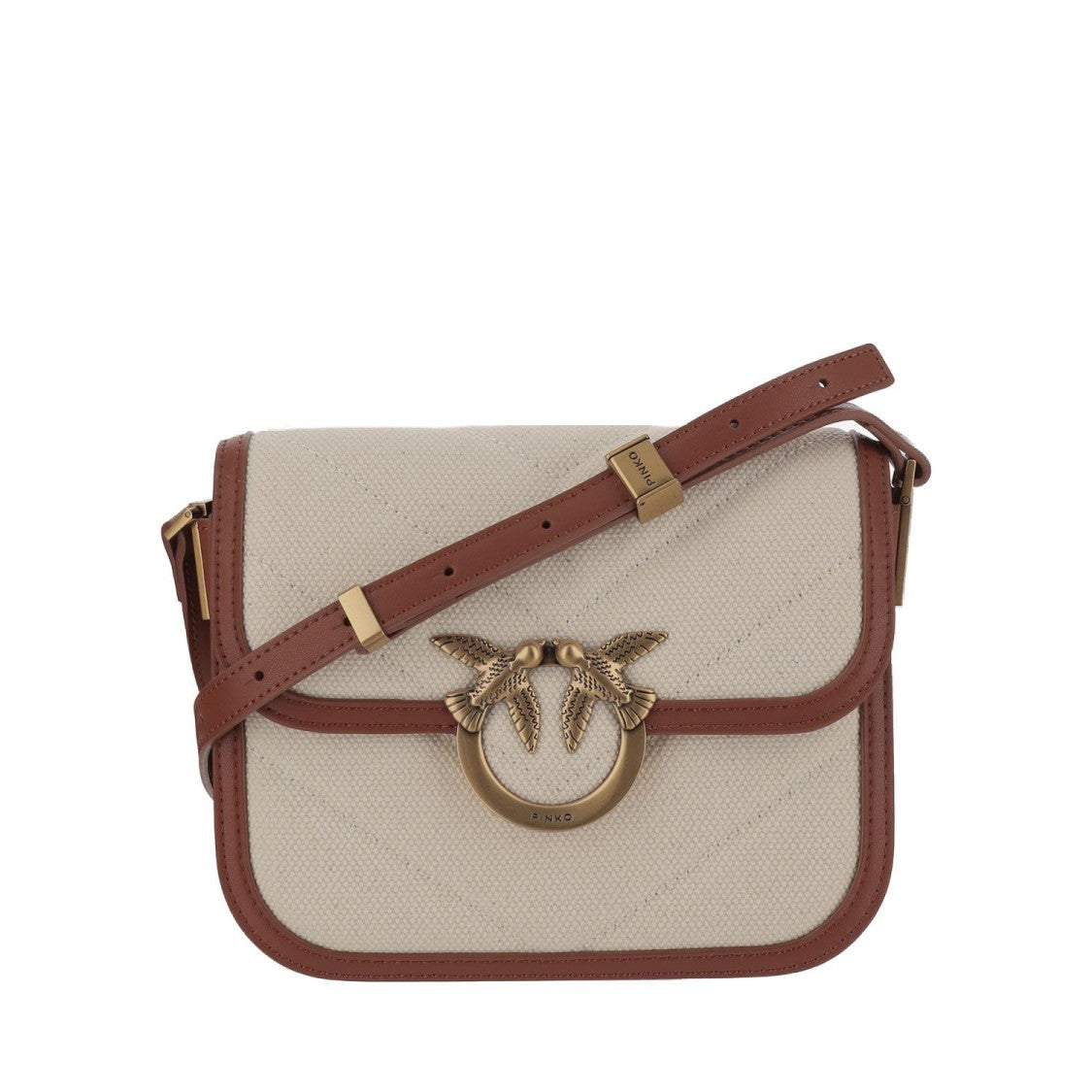 Pinko Love Bag Square Canvas And Leather Handbag