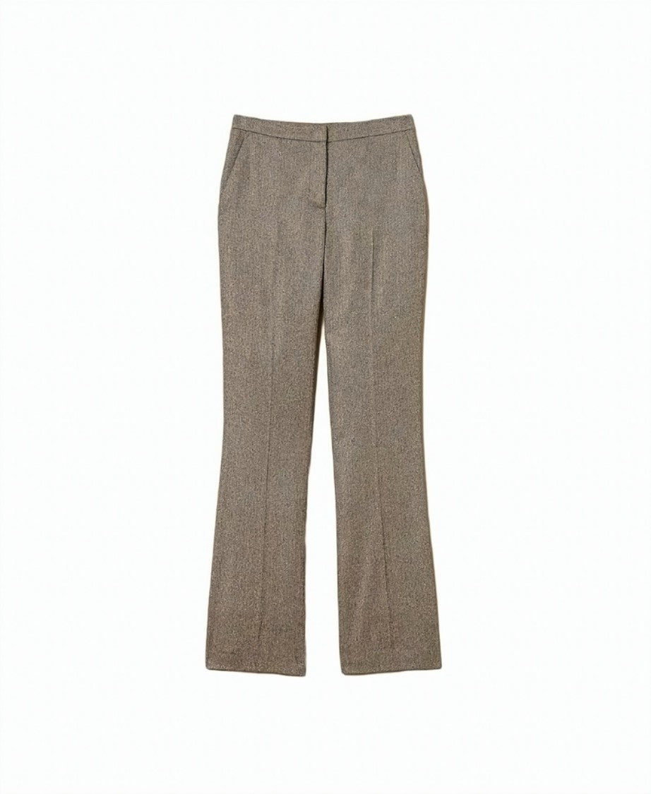 Twin-Set Chevron Lurex Wool-Cotton Blend Flared Pants