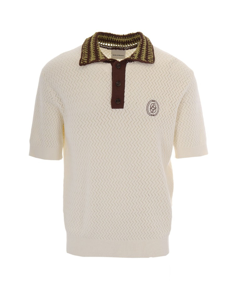 Drôle De Monsieur Off White Miroir Maille Ajouré Polo Shirt