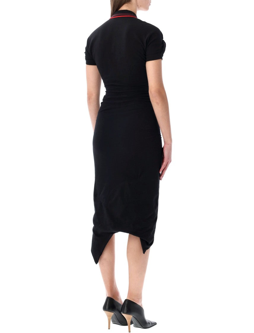 Vivienne Westwood Fitted Midi Dress With Asymmetric Hem And Polo Collar