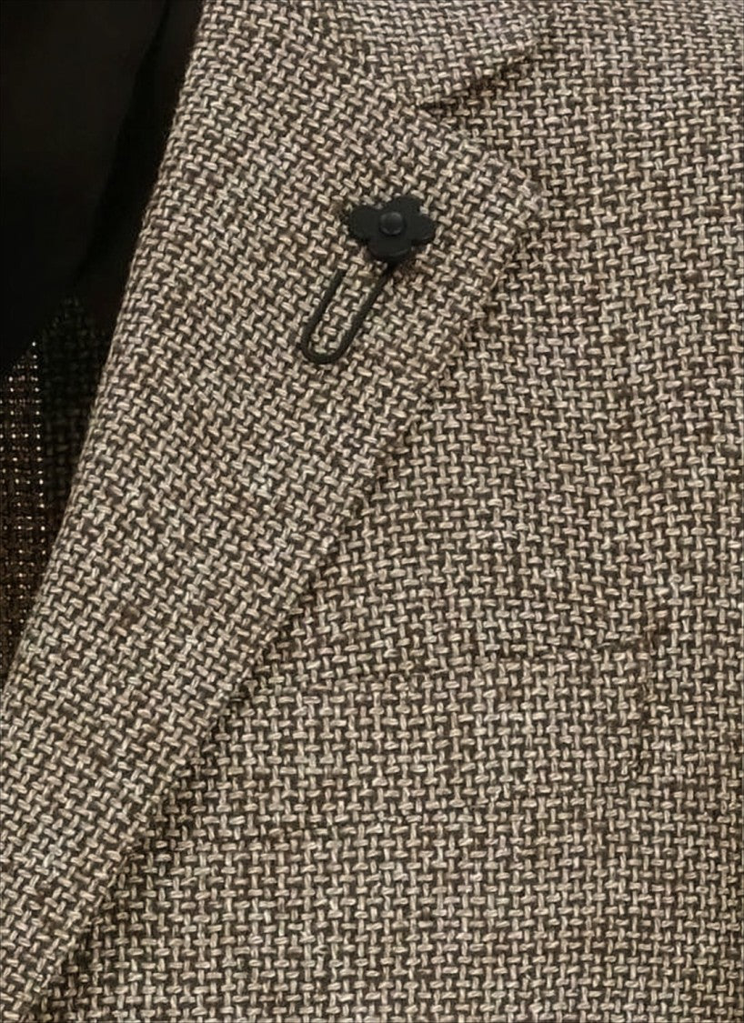 Lardini Textured Weave Blazer With Classic Notch Lapel