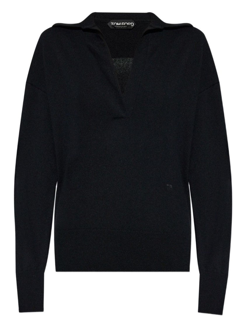 Tom Ford Polo-Style Cashmere Sweater With Subtle Logo Embroidery