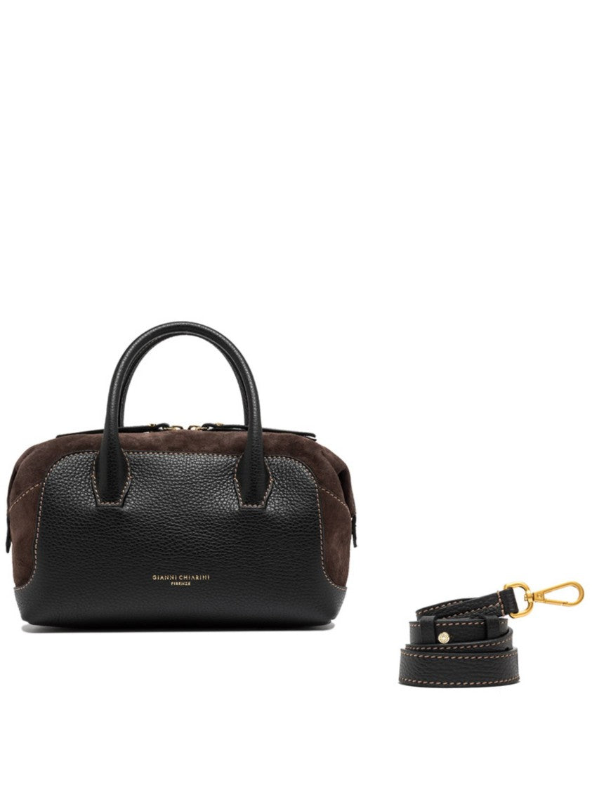 Gianni Chiarini Black Gemma Leather Suede Handbag