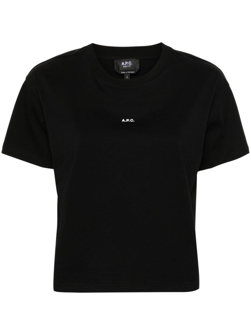 A.P.C. Cropped Cotton Jersey T-Shirt With Minimalist Logo Print