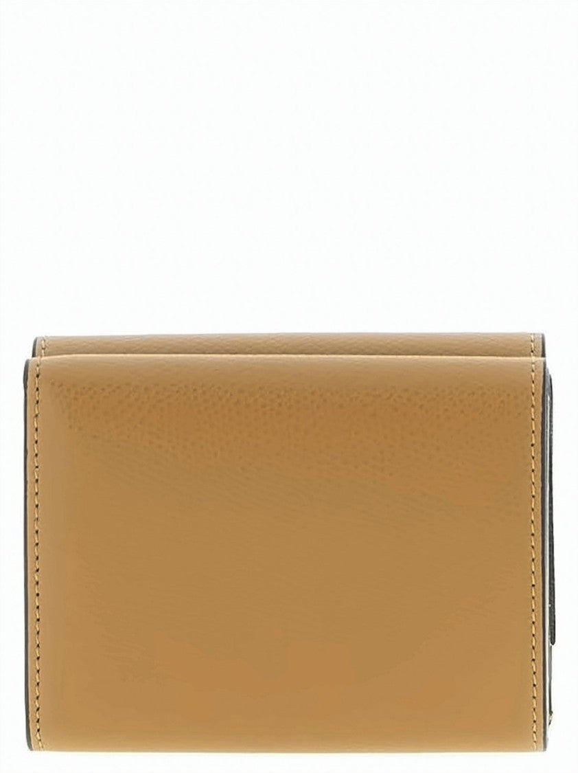 Fendi Tri-Fold Compact Leather Accessory With Gold-Tone Clasp