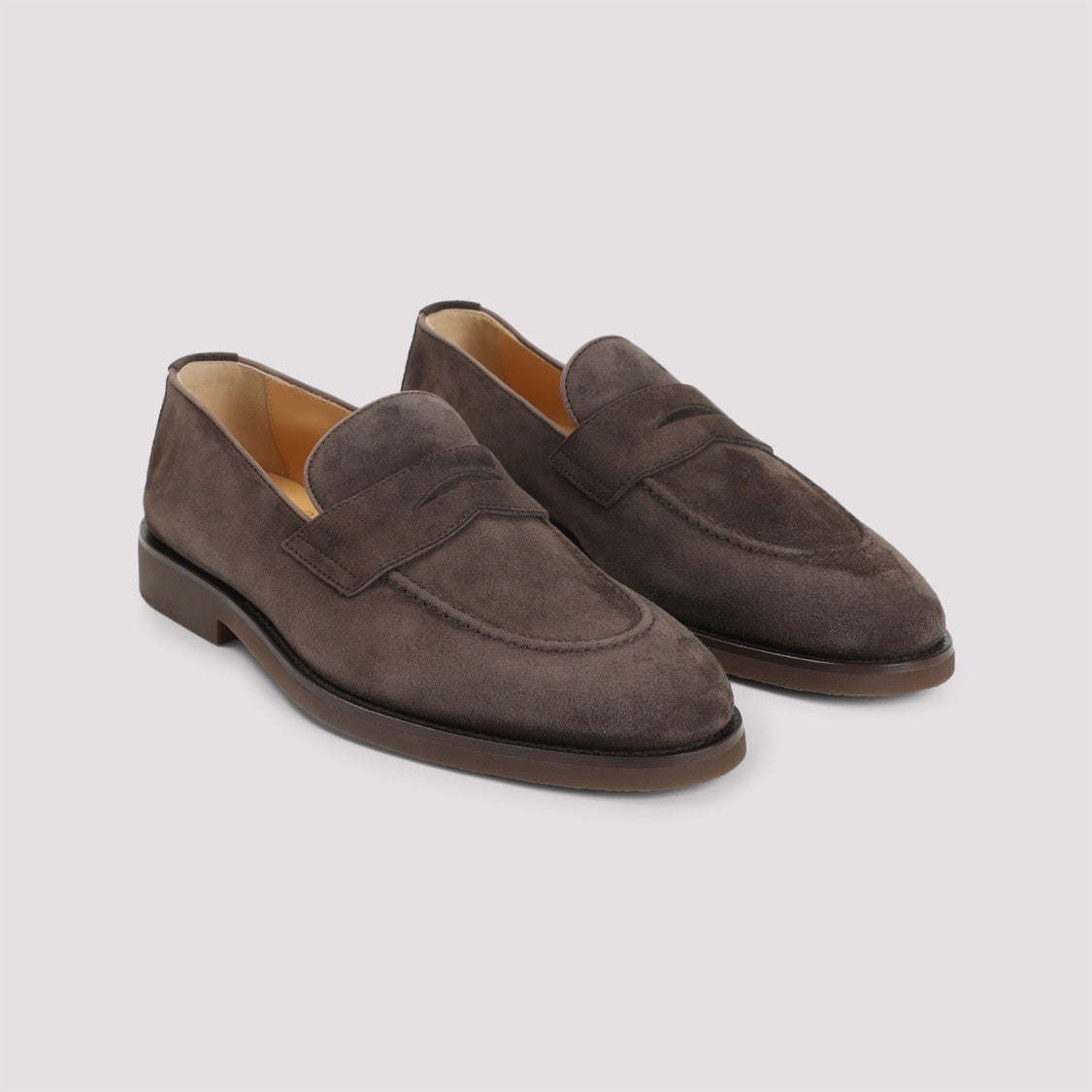Brunello Cucinelli Brown Suede Leather Loafers