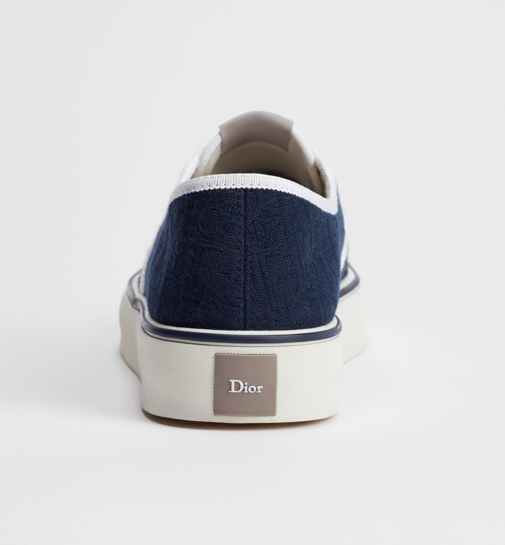 Christian Dior Low-Top Navy Sneaker With Textured Upper And White Accents