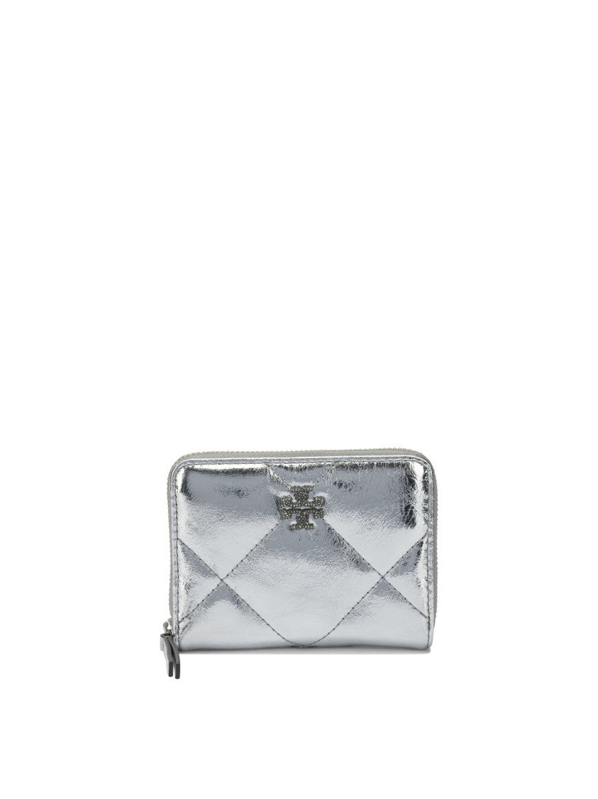 Tory Burch Quilted Silver Cow Leather Wallet