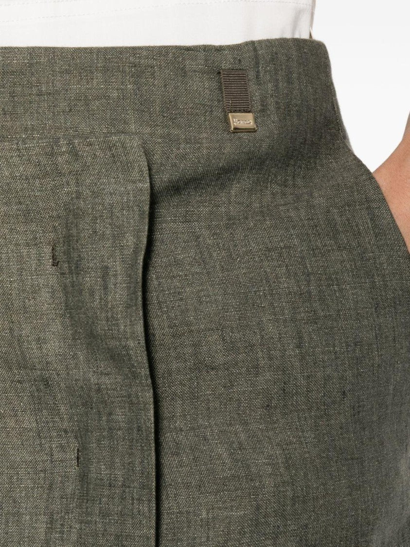 Herno Green Asymmetric Hem Linen Skirt