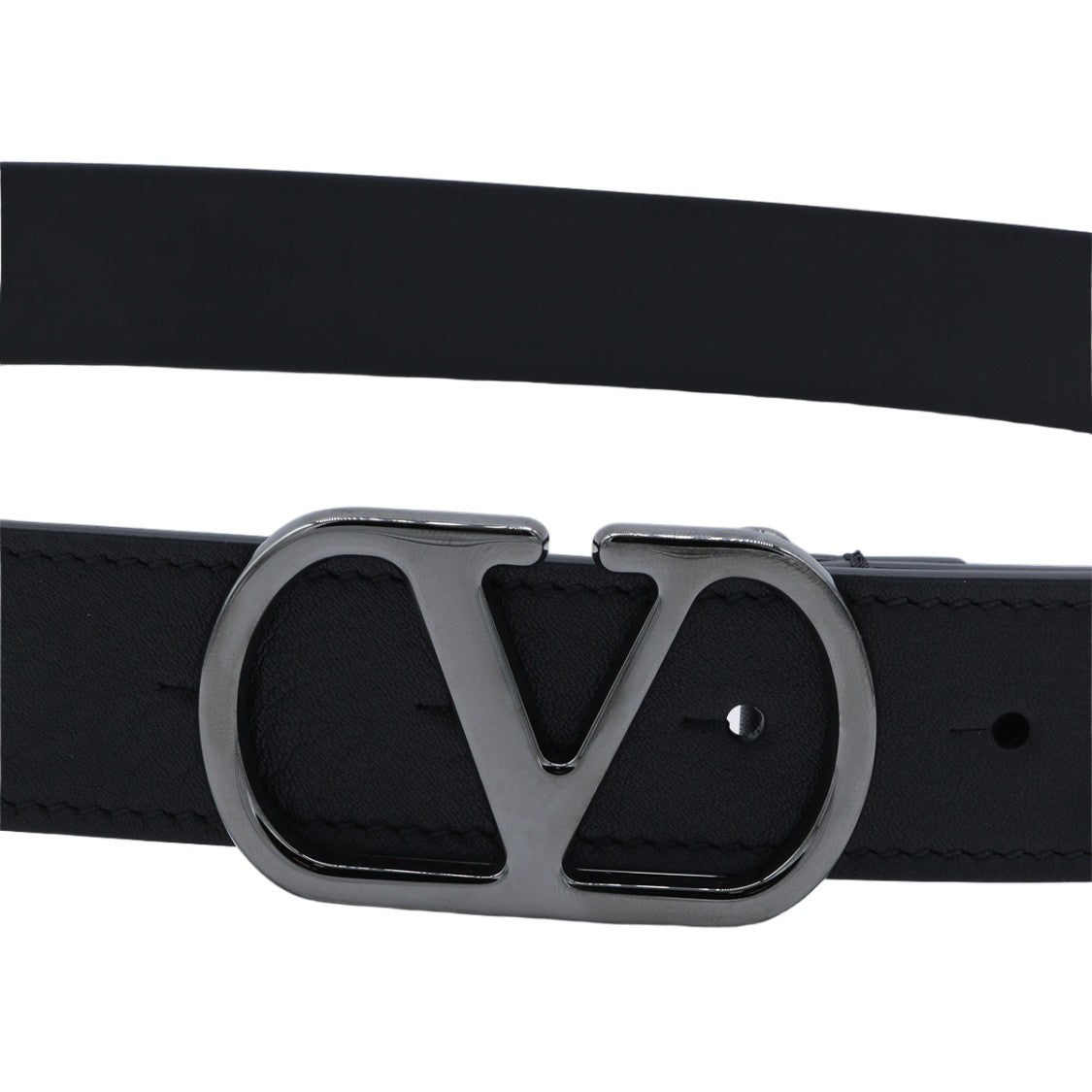 Valentino Garavani Refined Black Belt With Polished Finish
