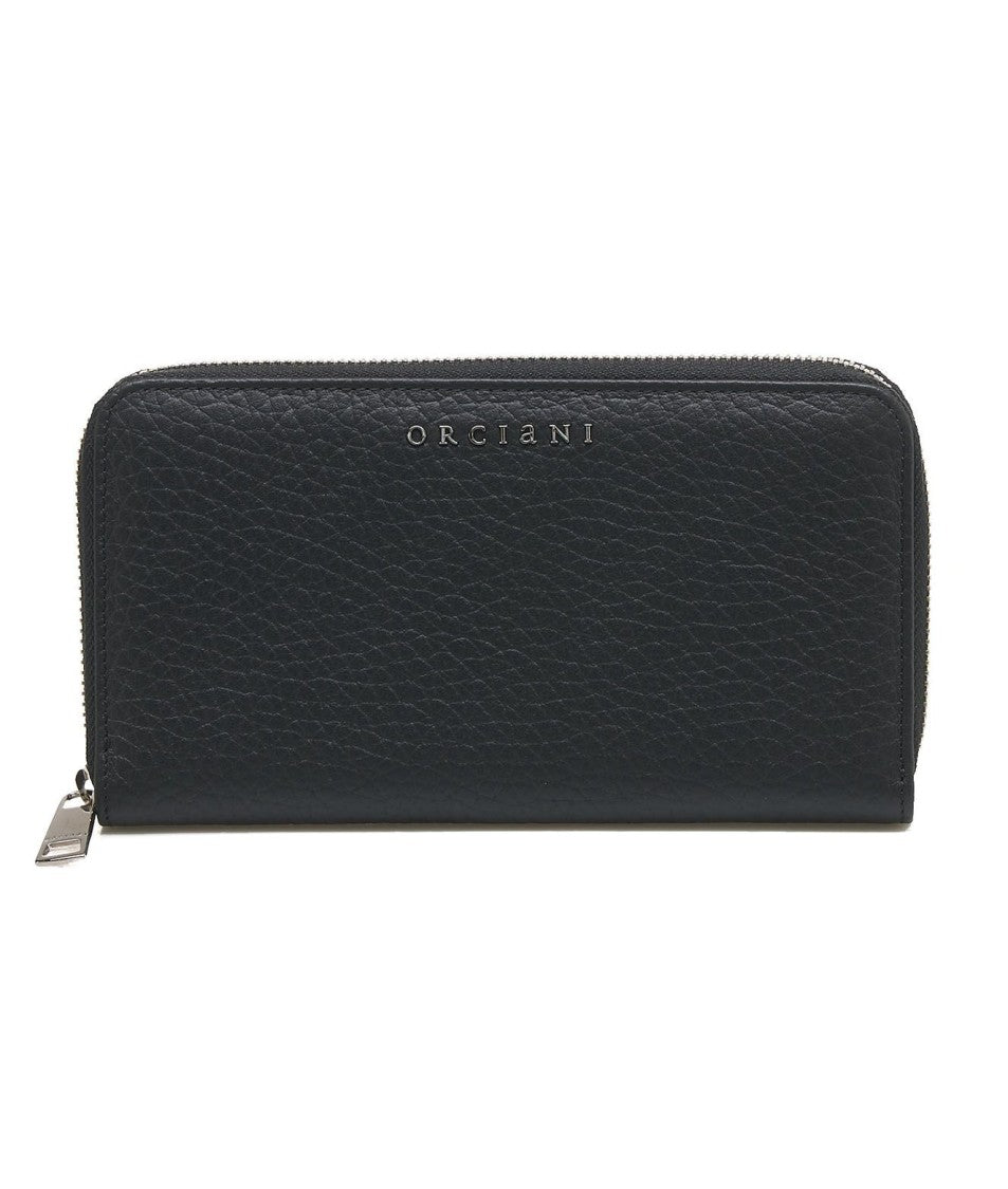 Orciani Textured Leather Wallet Zip-Around Subtle Branding