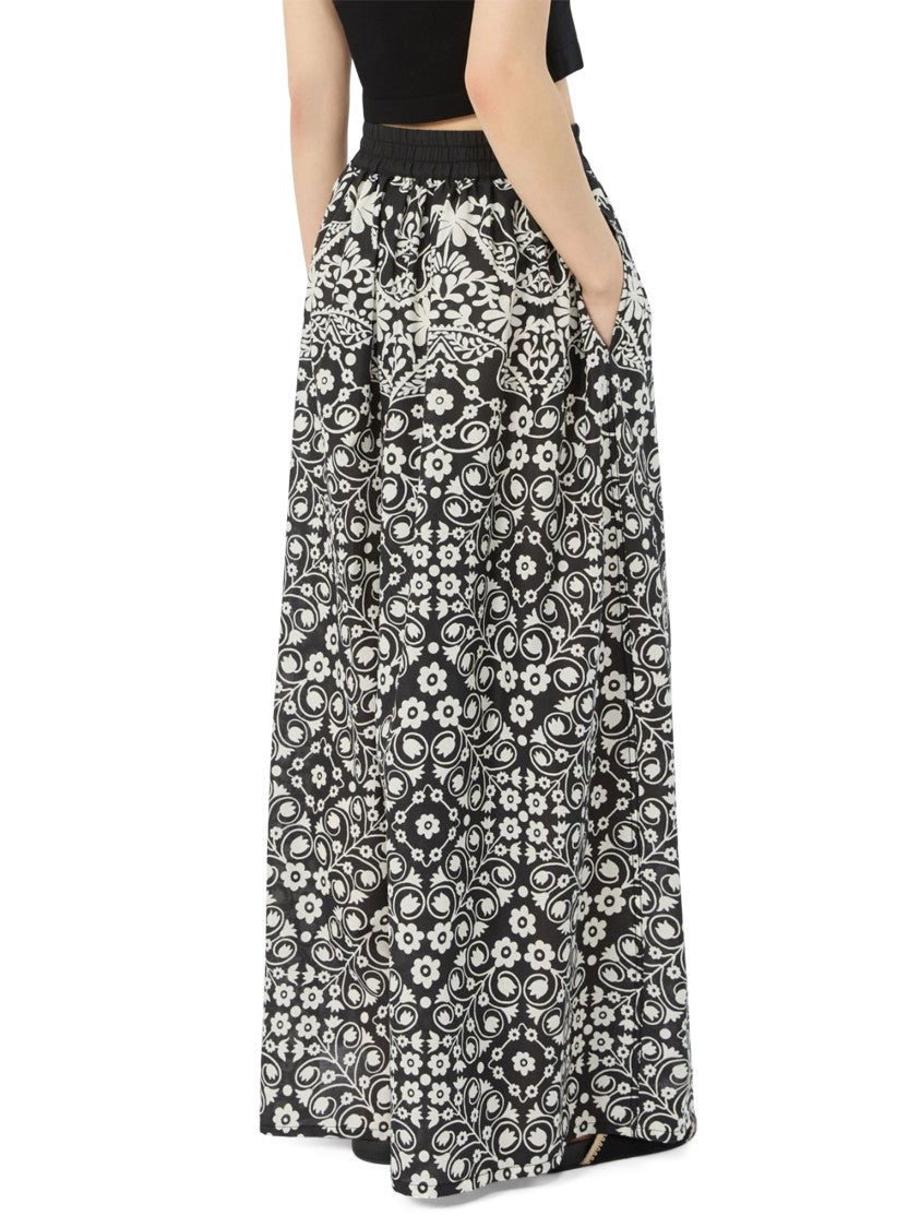 Max Mara Wide-Leg Trousers With Intricate Floral And Geometric Pattern