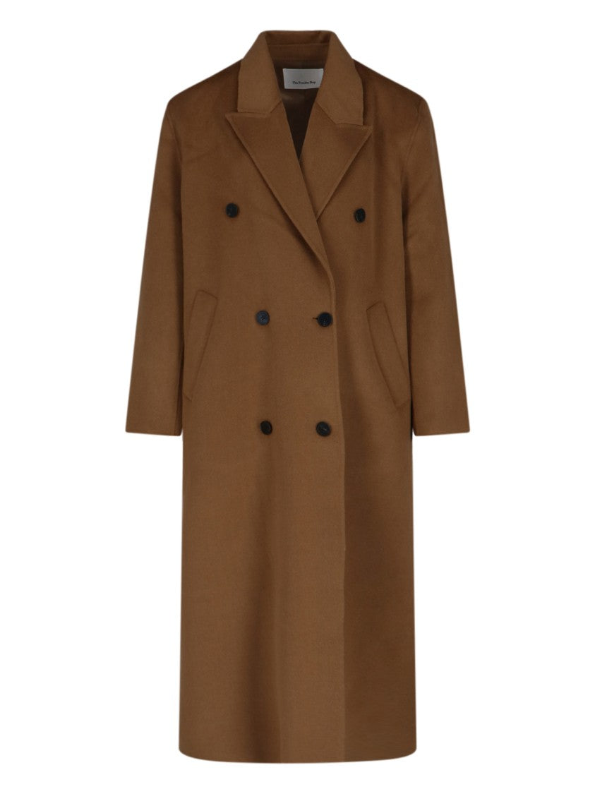 The Frankie Shop Double-Breasted Wool Blend Coat With Classic Lapel