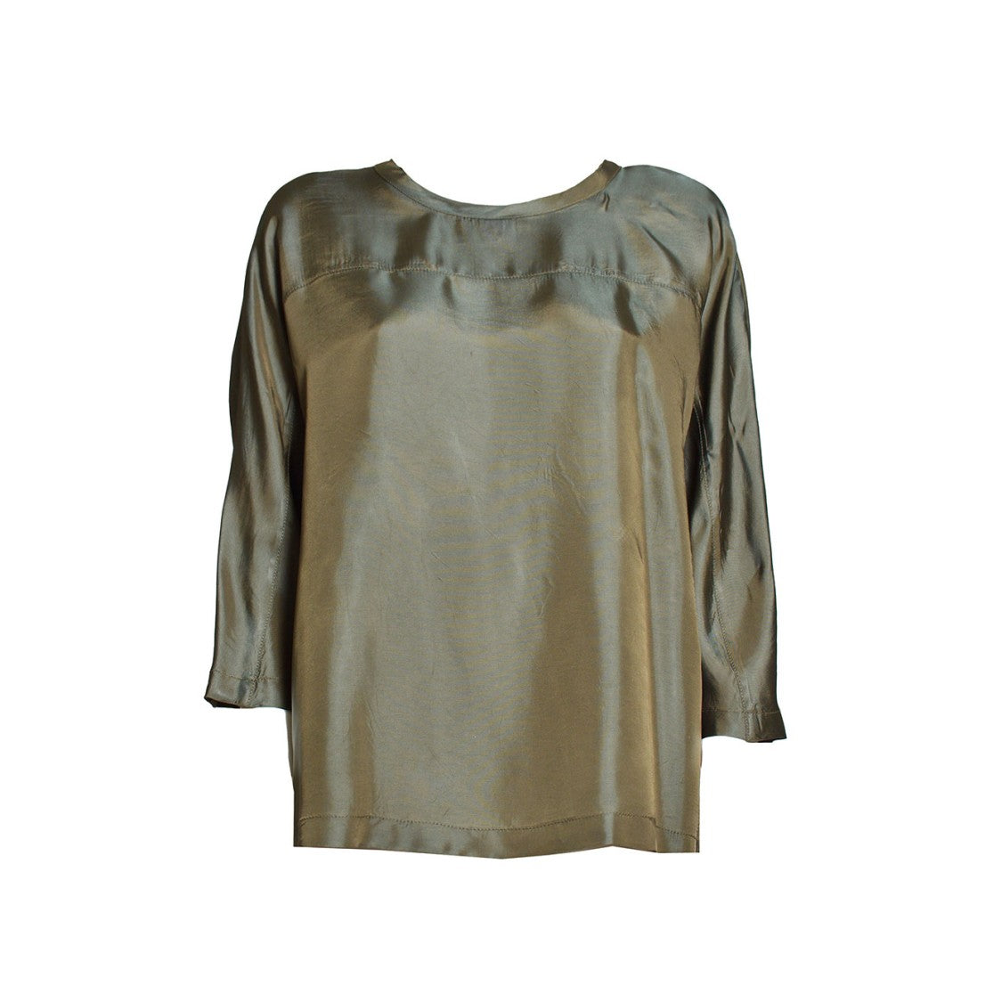 Aspesi Military Green Viscose Twill Blouse