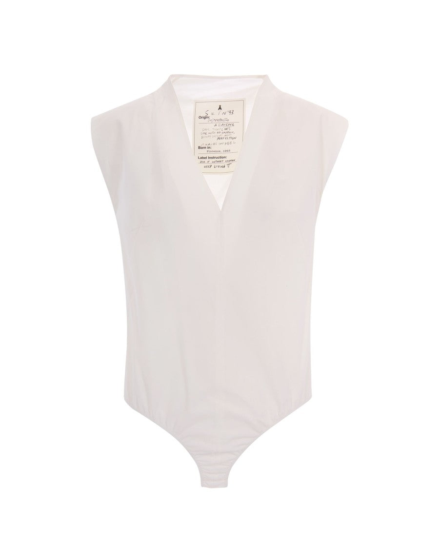 Patrizia Pepe Structured Sleeveless Bodysuit With Padded Shoulders