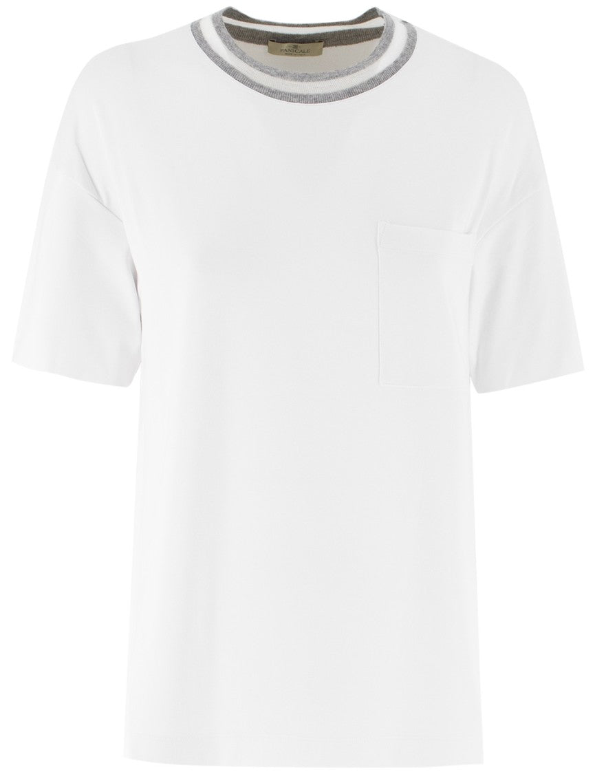 Panicale Round Neck T-Shirt With Lurex Detailing