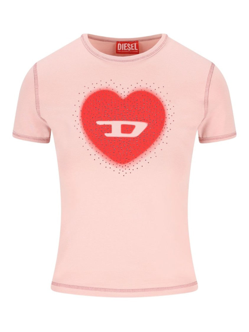Diesel Fitted Short-Sleeve T-Shirt In Soft Pink