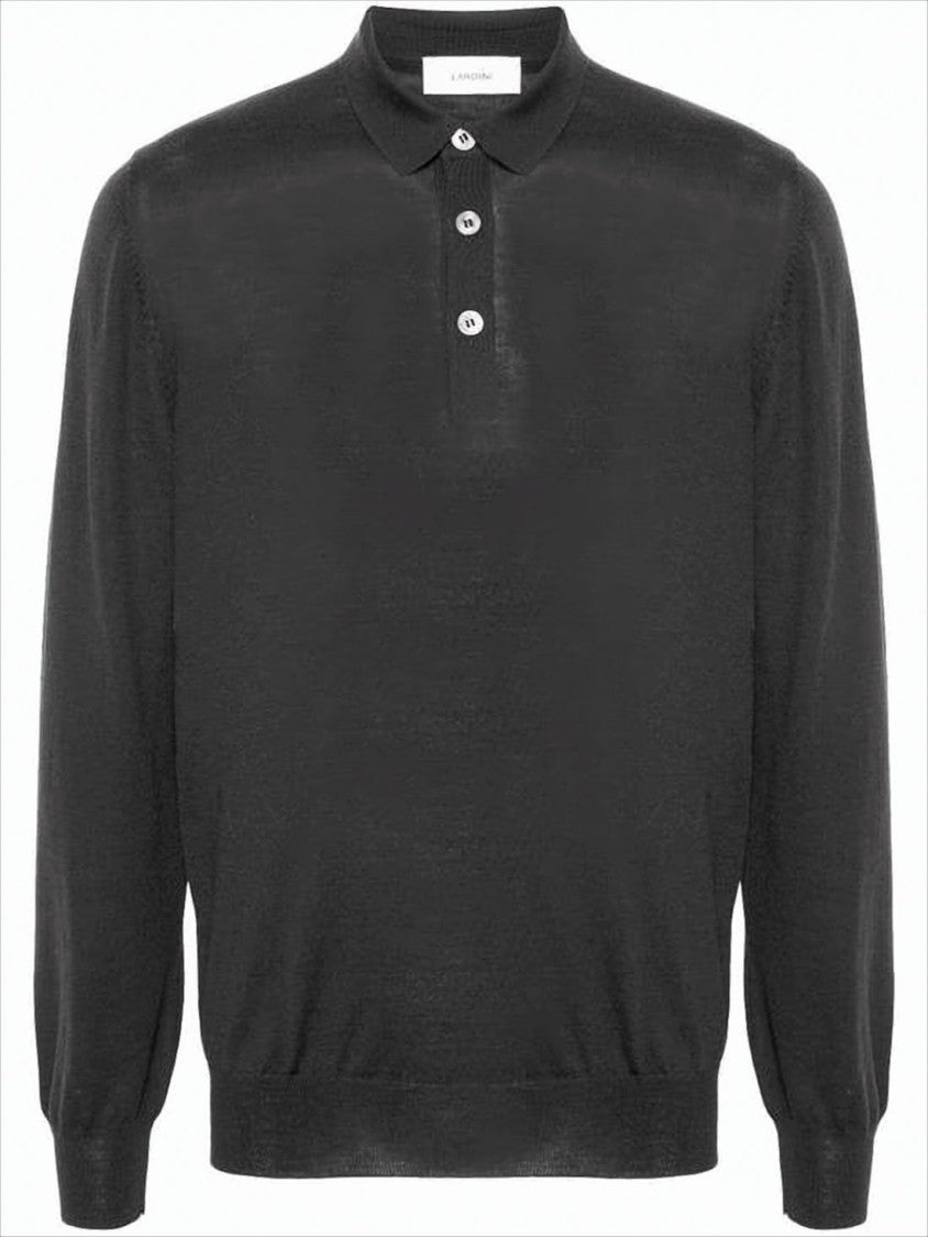 Lardini Long-Sleeved Polo Shirt With Classic Collar And Ribbed Details