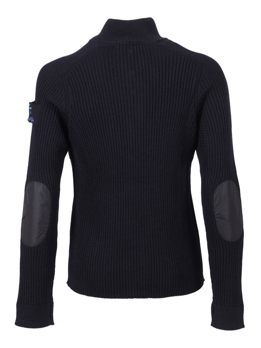 Premiata Ribbed Knit Zip-Up Garment With High Collar