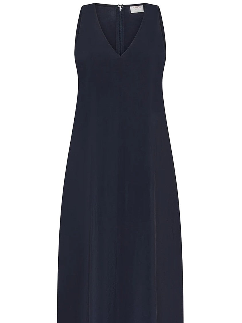 Cruna Sleeveless Midi V-Neck Flared Silhouette Dress