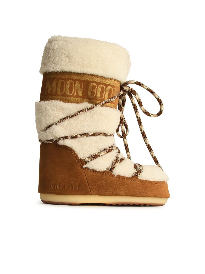 Moon Boot Icon In Beige Shearling Boots
