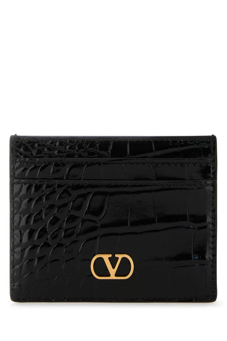Valentino Garavani Black Leather Vlogo Card Holder