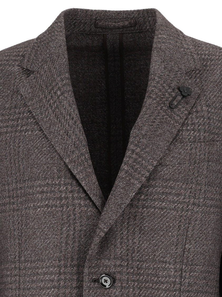 Lardini Brown Checkered Tailored Blazer