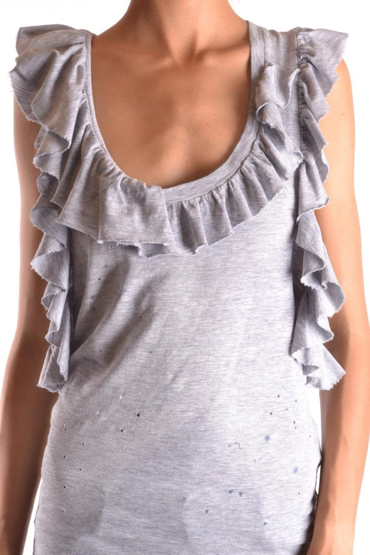 Dsquared2 Light Grey Ruffled Detail Top