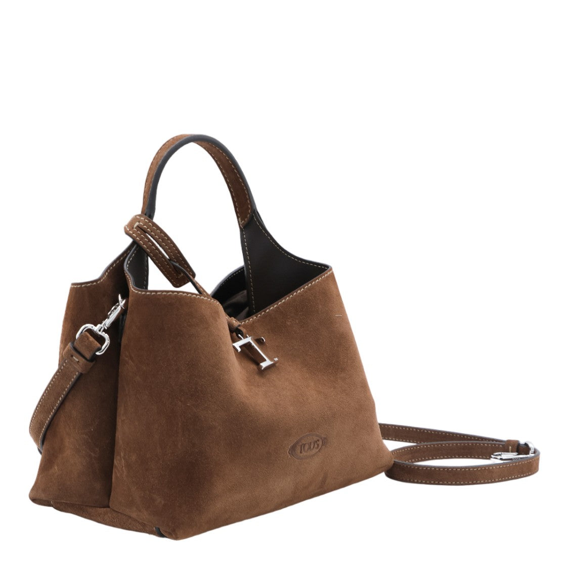 Tod's Soft Suede Handbag With Silver-Tone Charm