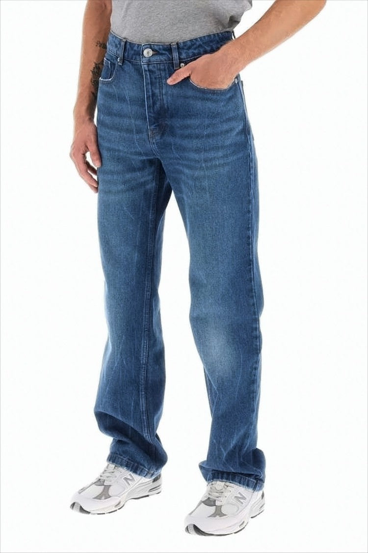 Ami Straight-Leg Denim Pants With Subtle Fading