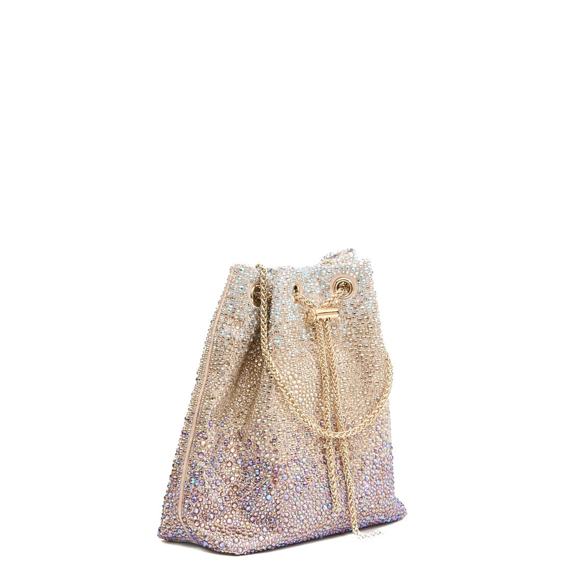 Twentyfourhaitch Strass-Embellished Multicolor Bucket Bag With Chain Strap