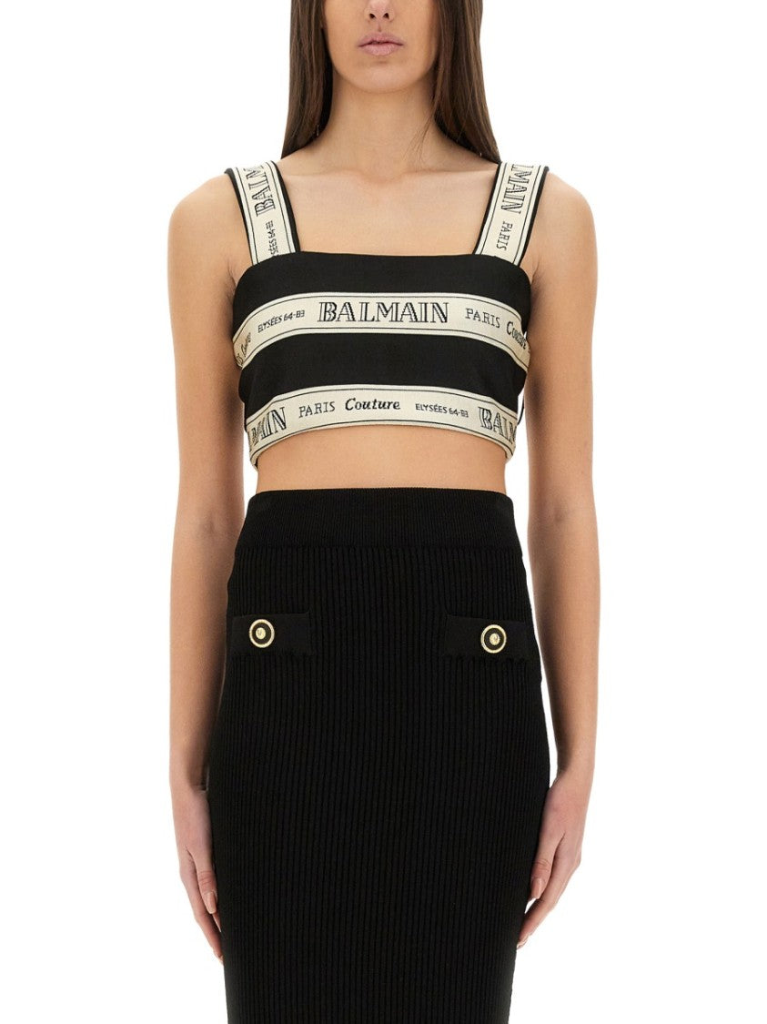 Balmain Cropped Top With Wide Straps
