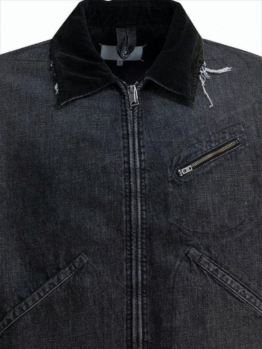 Maison Margiela Cropped Denim Jacket With Distressed Detailing