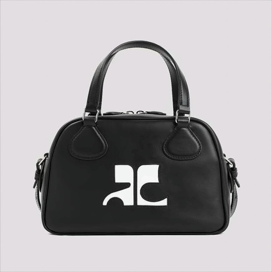Courrèges Structured Calf Leather Shoulder Bag With Logo Detail
