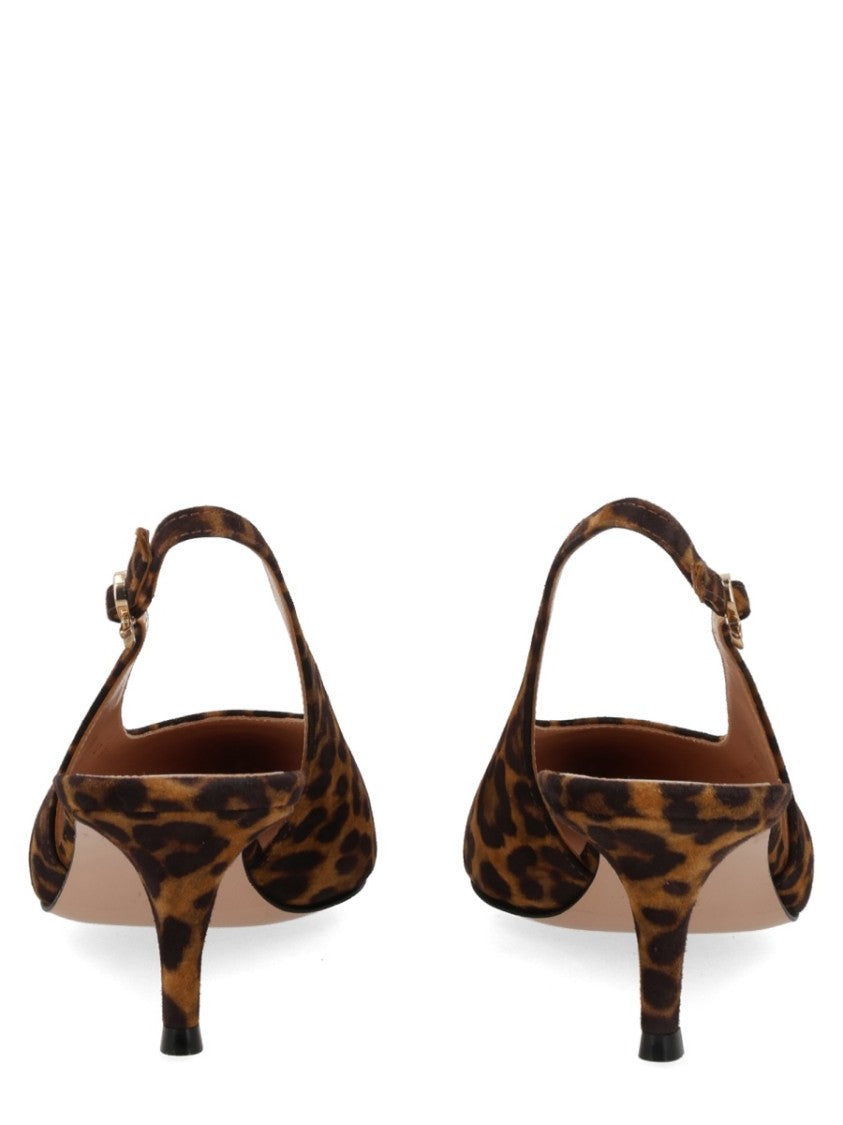 Gianvito Rossi Robbie Pointed-Toe Cat-Print Slingback Pumps