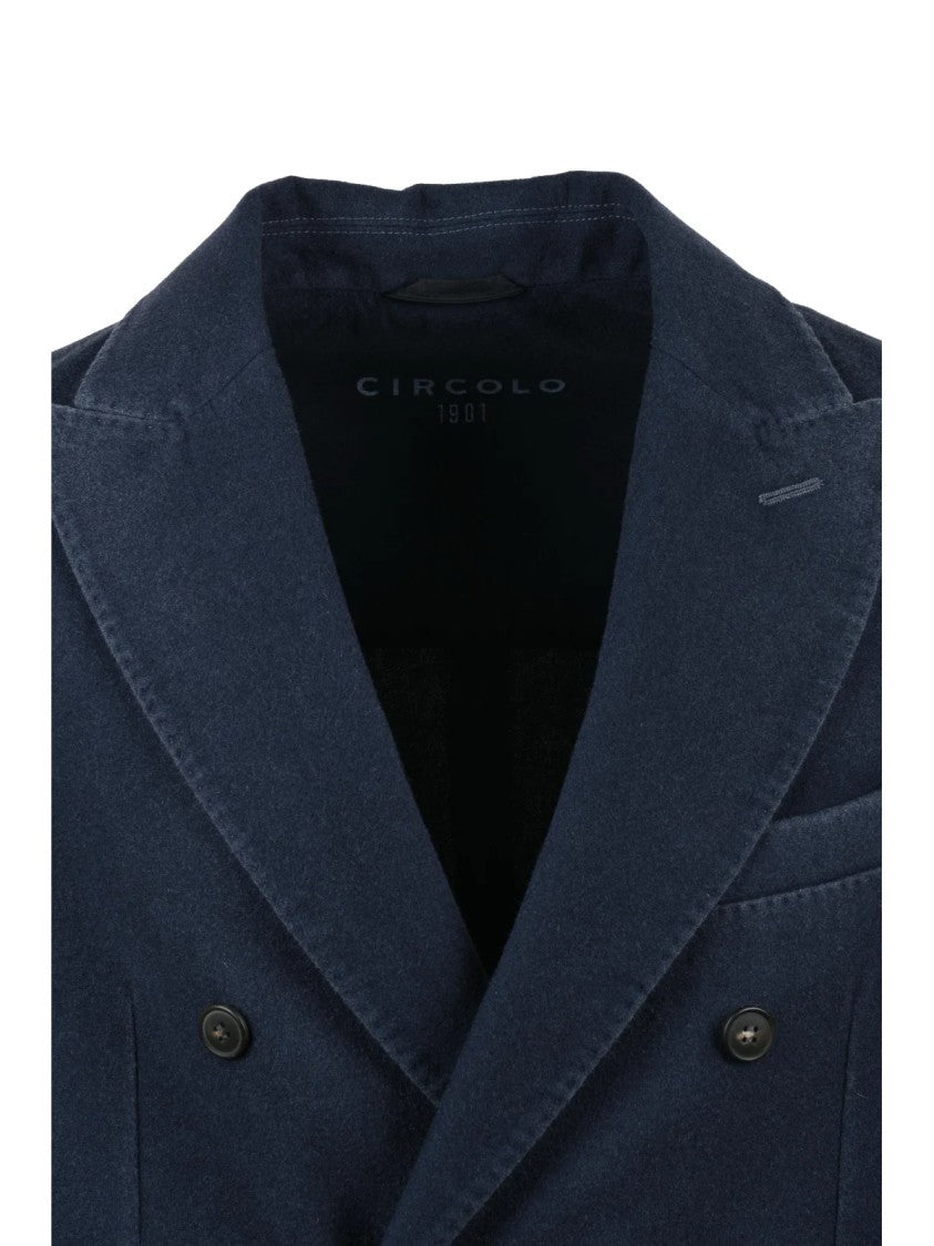 Circolo 1901 Double-Breasted Jacket With Wide Lapels In Deep Midnight Blue