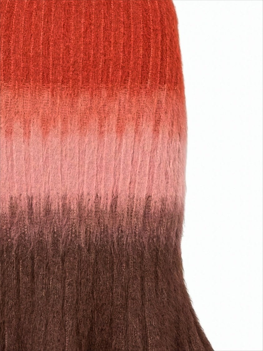 Fendi Gradient Knit Midi Skirt With Fuzzy Texture