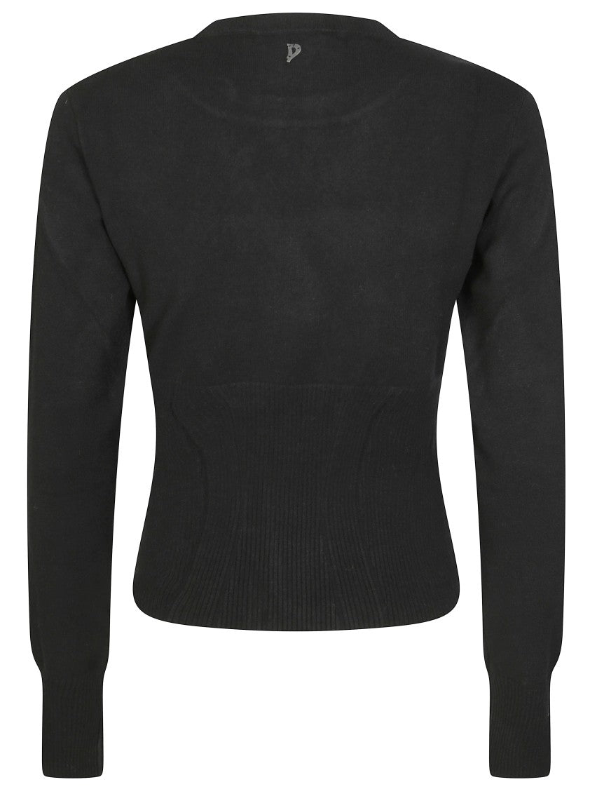 Dondup Fitted Ribbed Knit Sweater With Classic Round Neckline