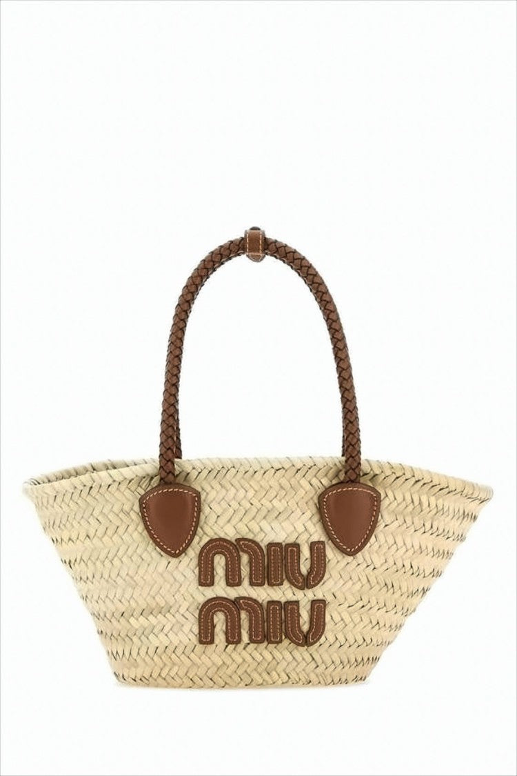 Miu Miu Woven Raffia Tote Bag