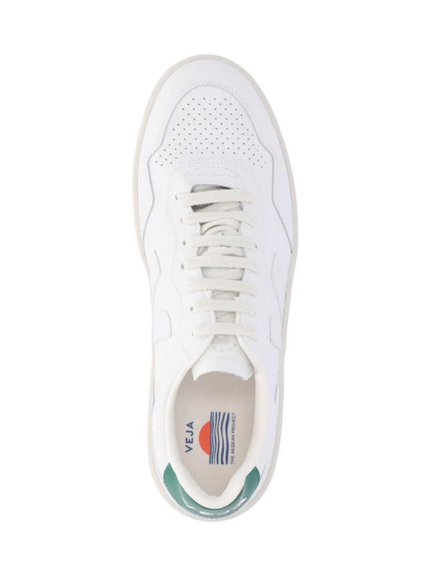 Veja "V-90" Sneakers In White Leather Round Toe