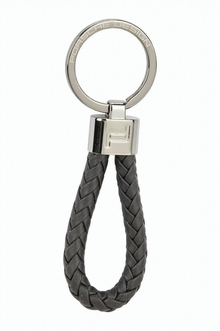 Bottega Veneta Braided Lambskin Leather Keyring With Polished Metal Ring