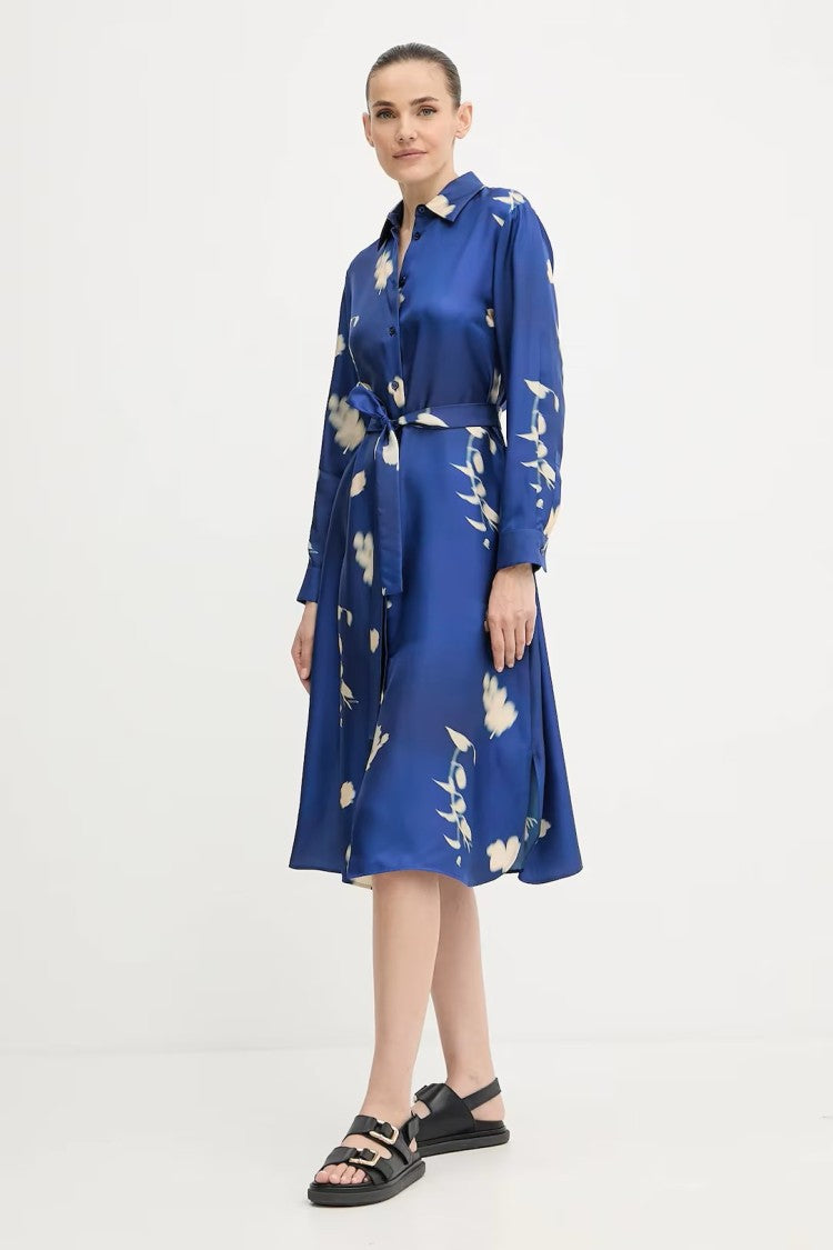 Max Mara Silk Midi Dress With Classic Collar