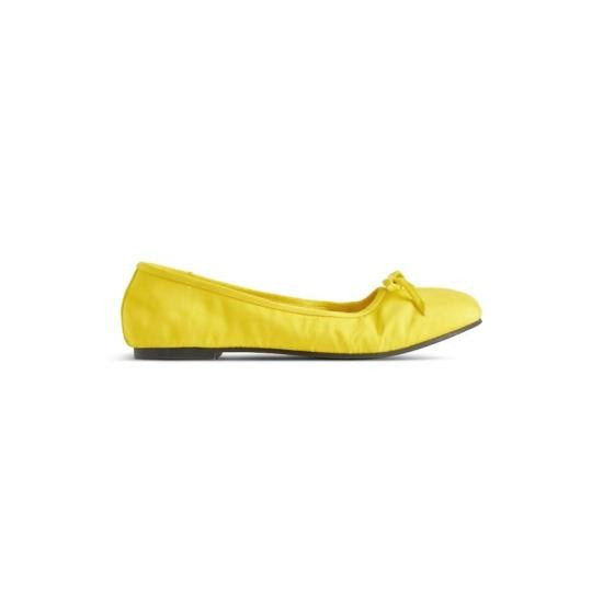 Balenciaga Vibrant Yellow Fabric Flat Shoes With Bow Detail