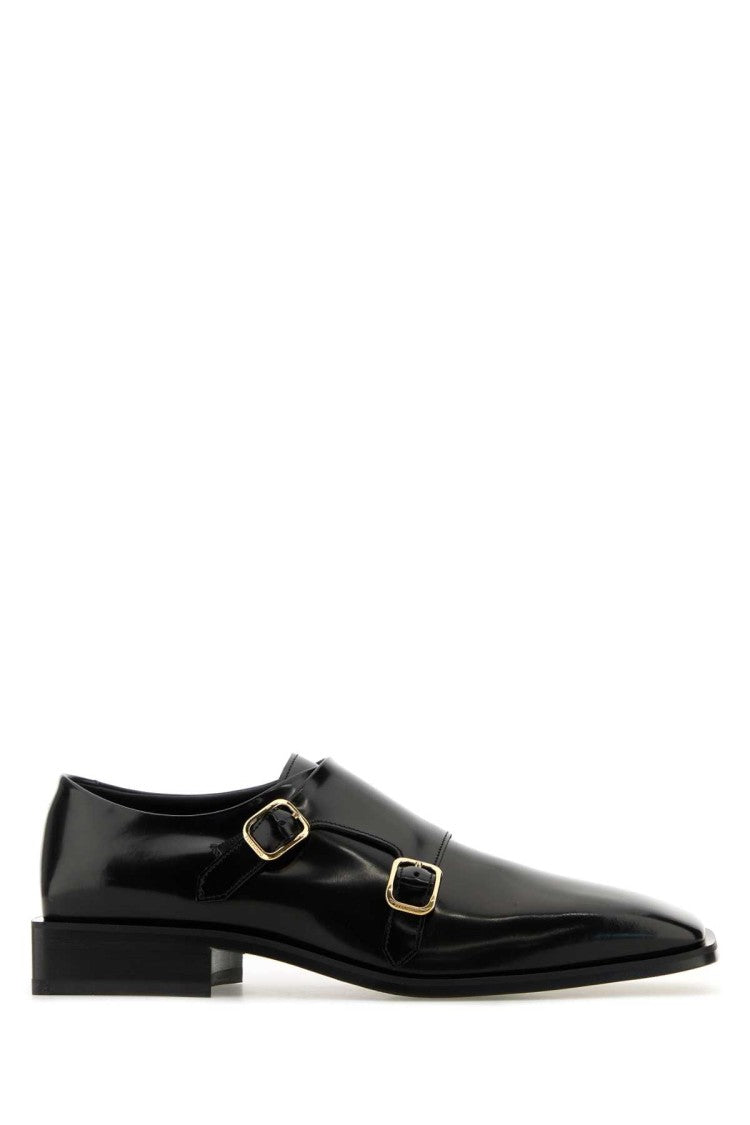 Salvatore Ferragamo Black Leather Caracas Monk Strap Shoes