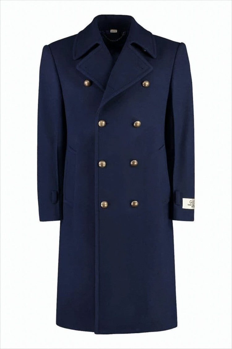 Gucci Structured Double-Breasted Navy Wool Coat