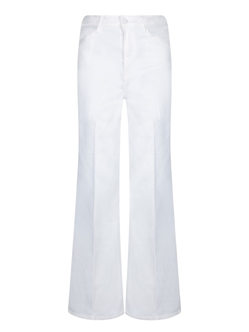 7 For All Mankind High-Rise Flared Jeans In Pristine White Denim